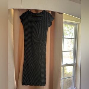 Lucky Brand Black and White Striped Midi Dress